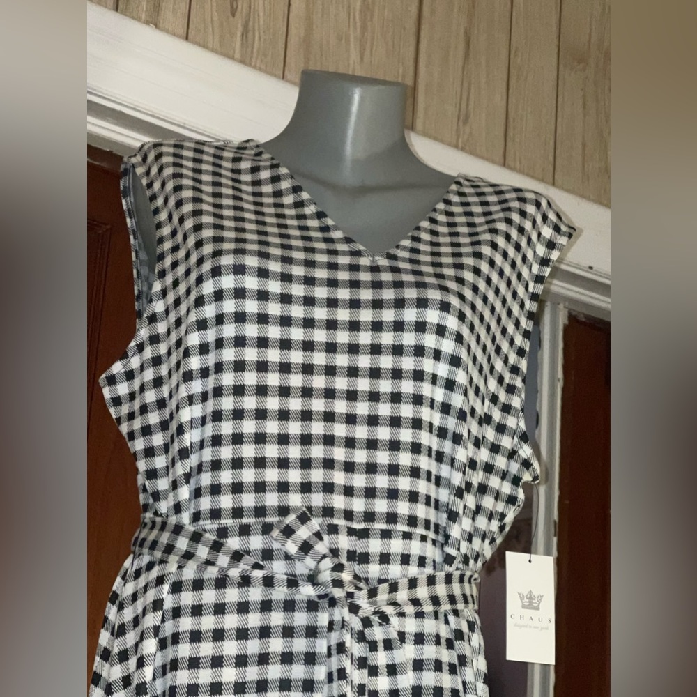Chaus Brand Black and White Checkered Sleeveless Dress. Size XL - Picture 2 of 6